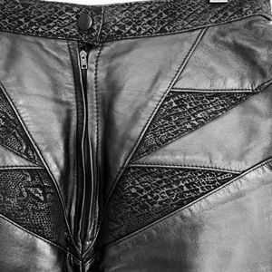 Vintage black sexy high waist leather skirt 5/6
